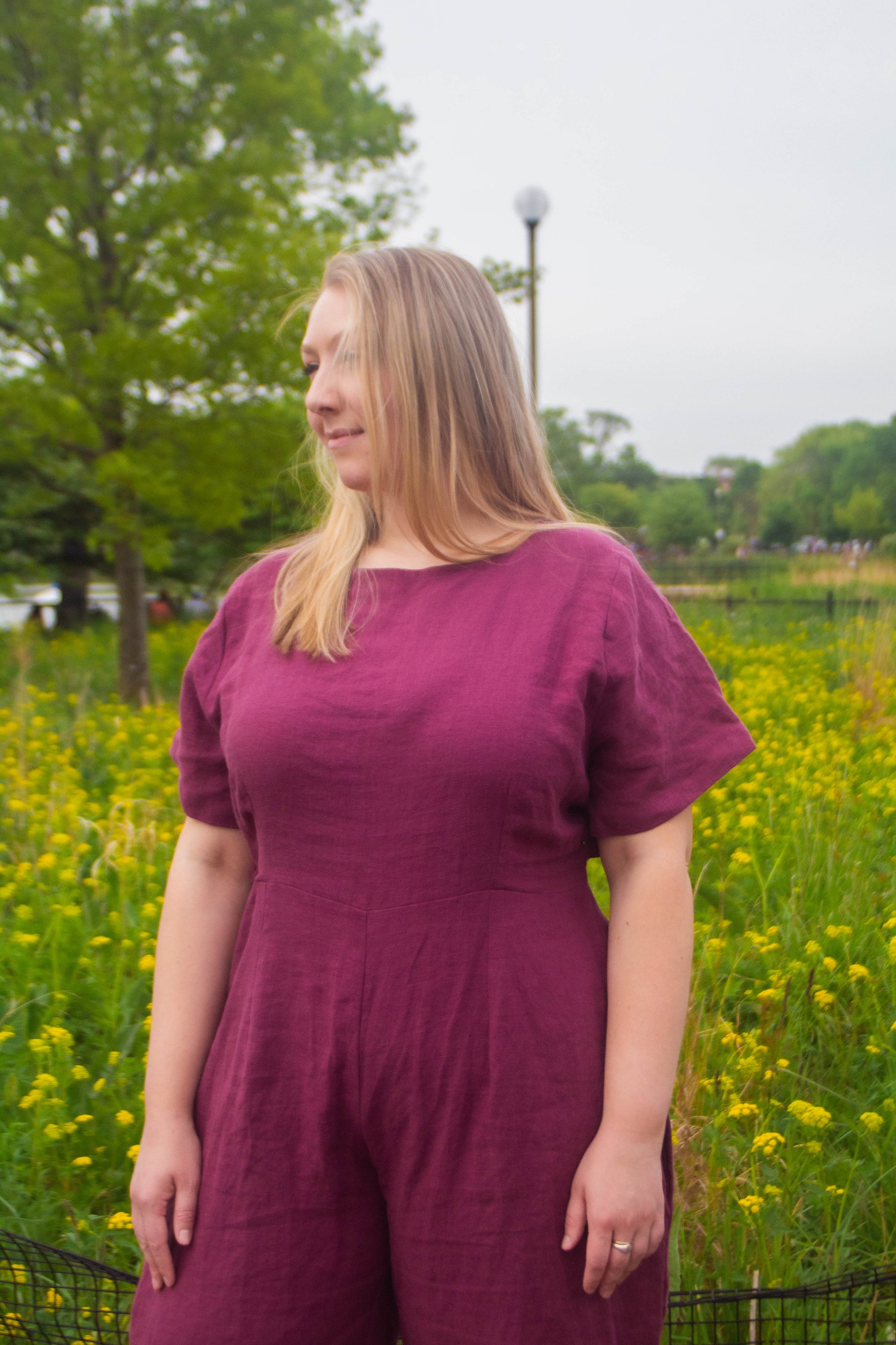 junie jumpsuit in raspberry