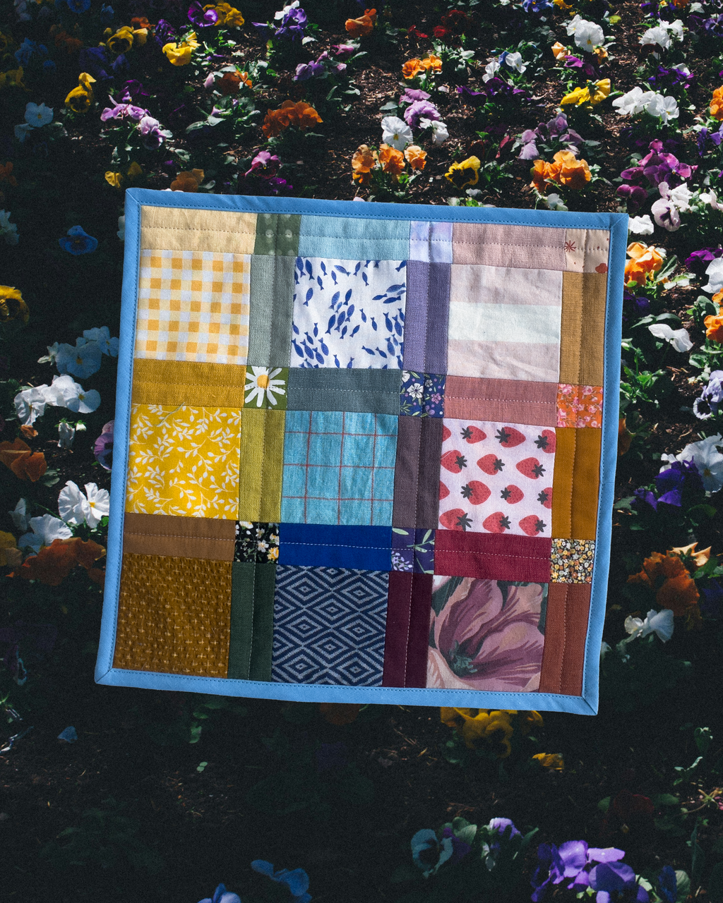 rainbow patchwork wall quilt