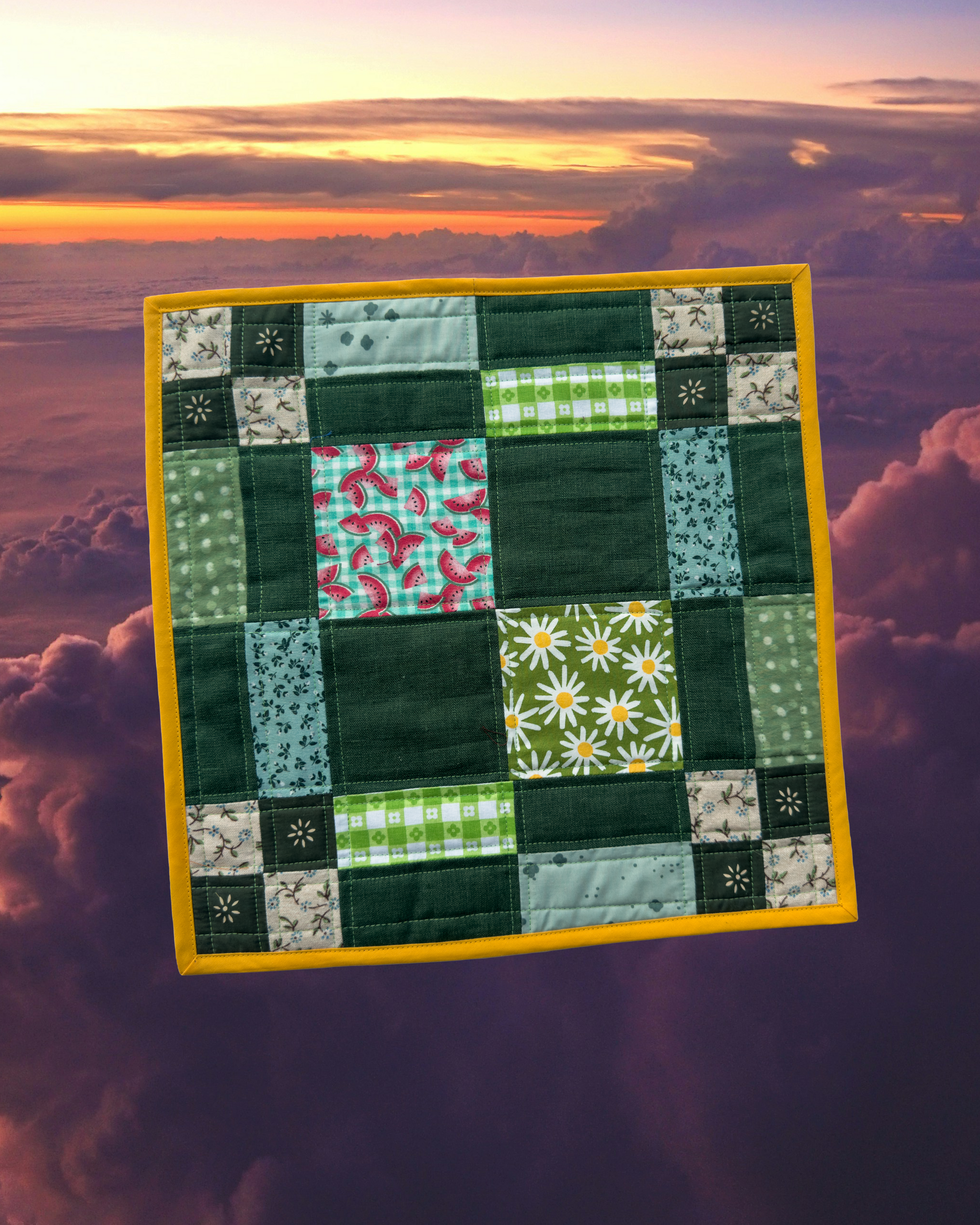 greens patchwork wall quilt