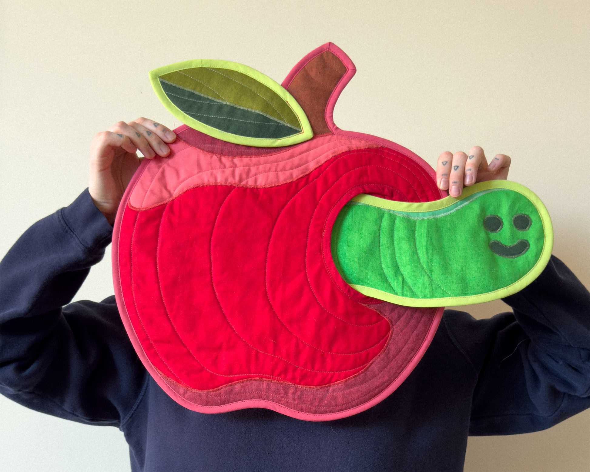 wormy apple wall quilt
