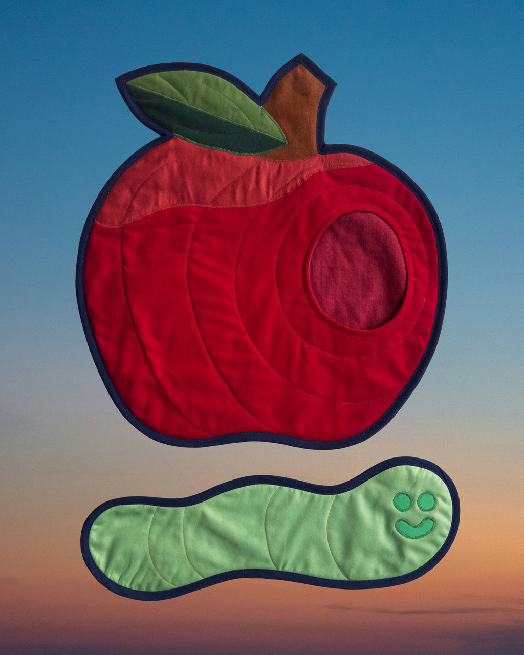 wormy apple wall quilt
