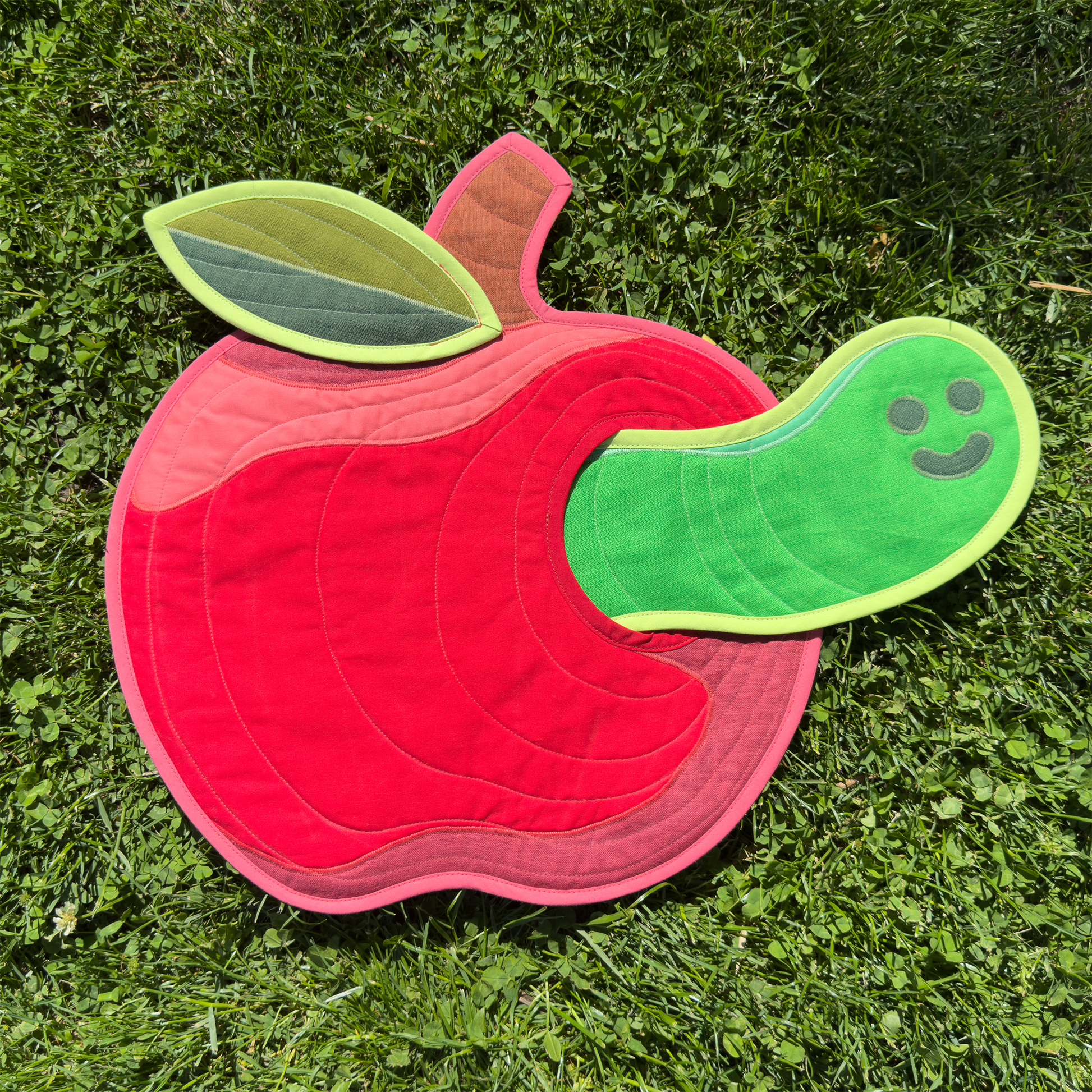 wormy apple wall quilt