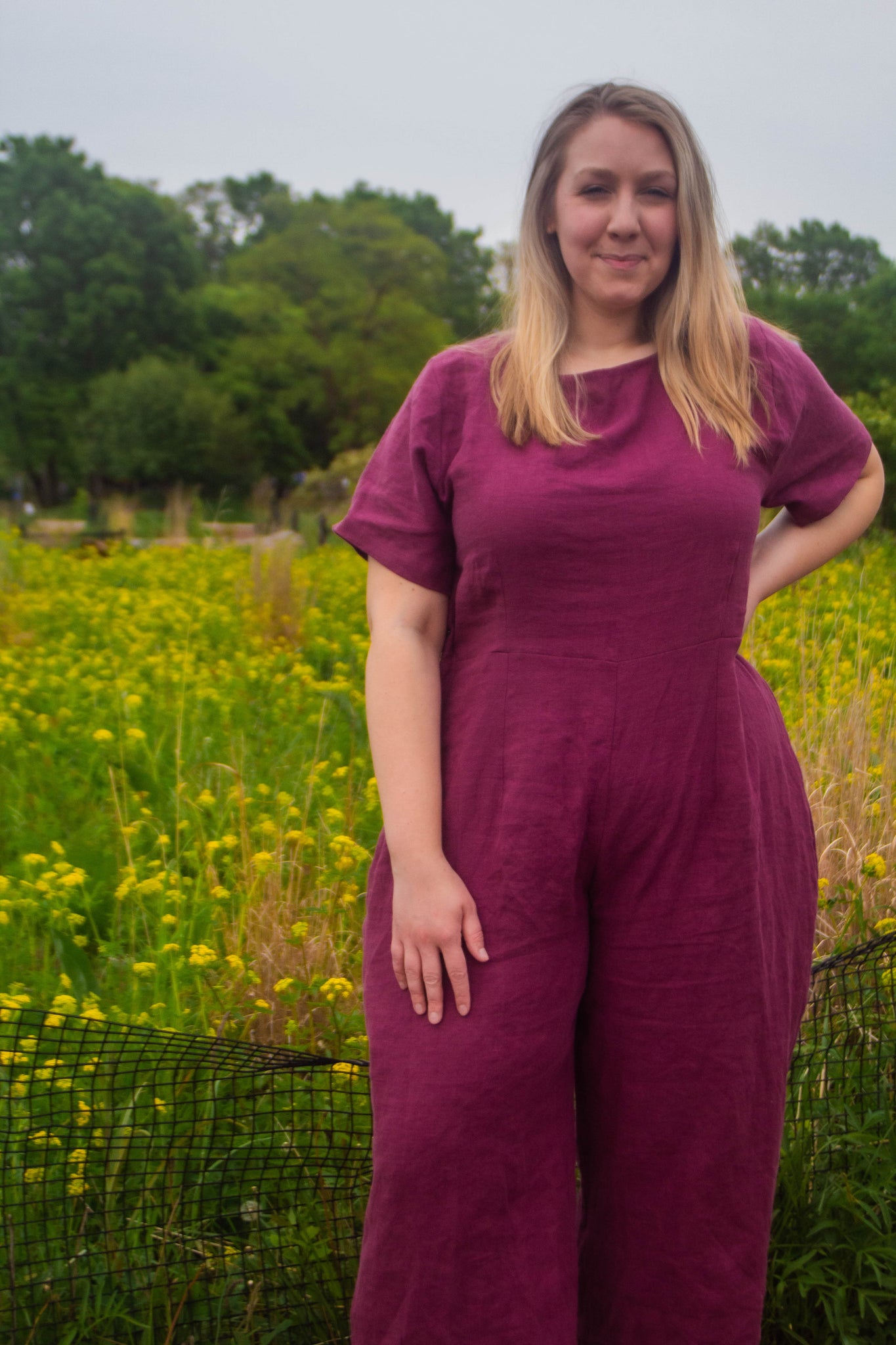 junie jumpsuit in raspberry