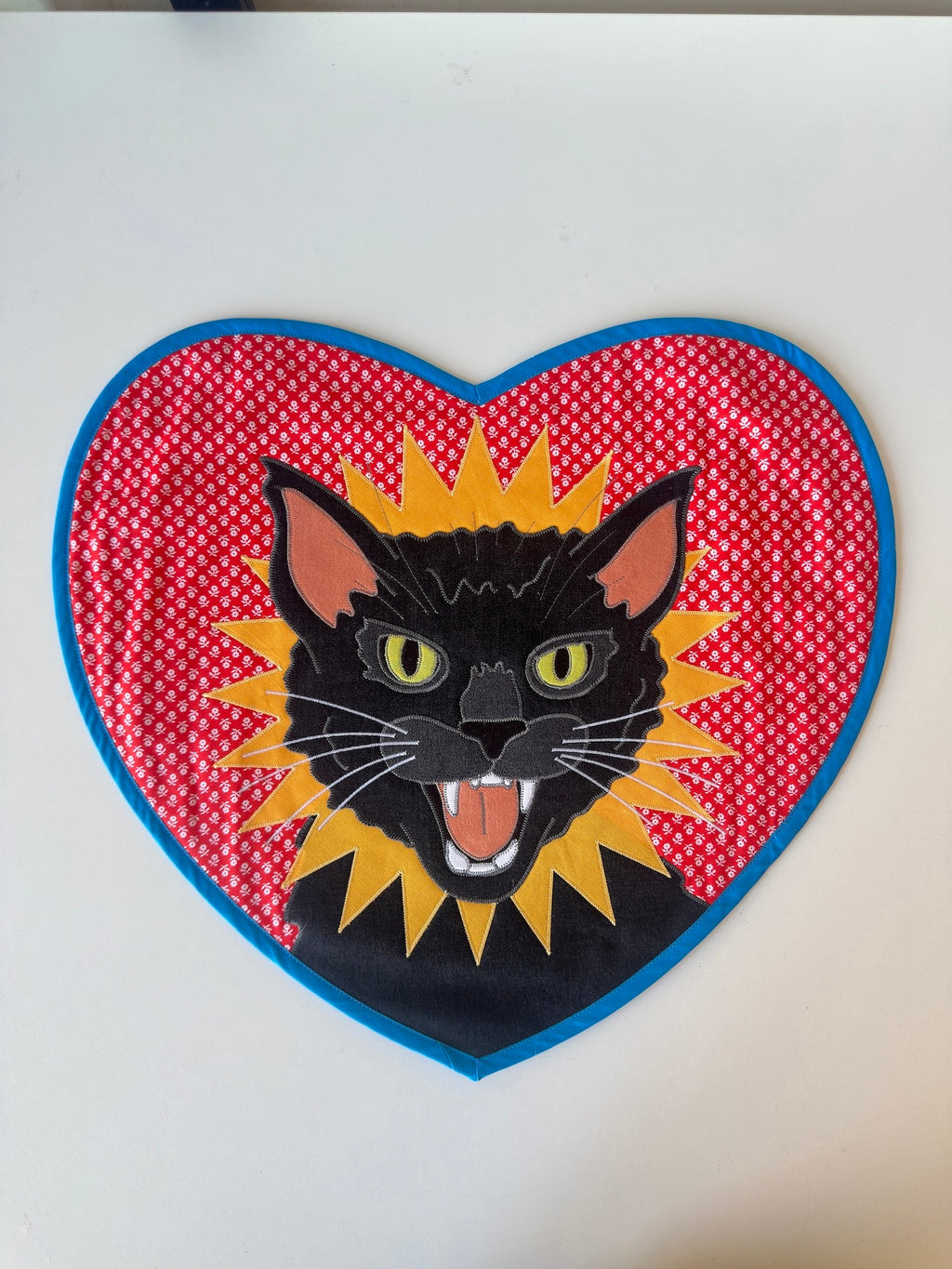 angry kitty wall quilt