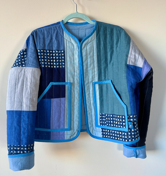 blues quilted cloud coat
