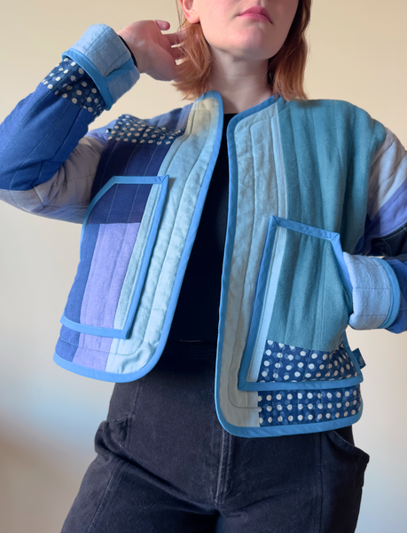 blues quilted cloud coat