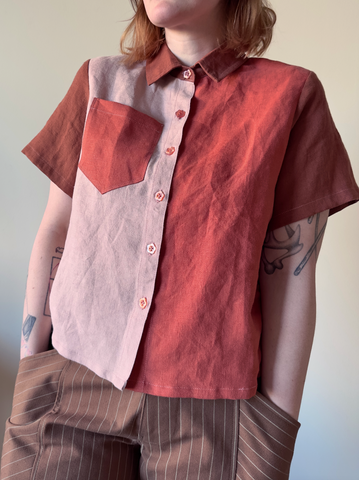 candy cane colorblock button up