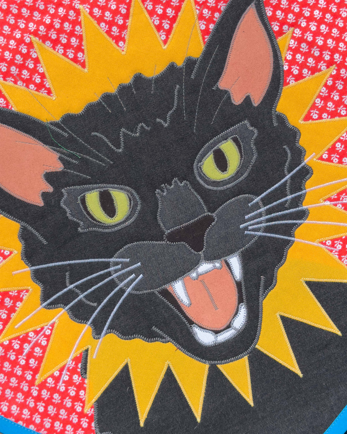 angry kitty wall quilt