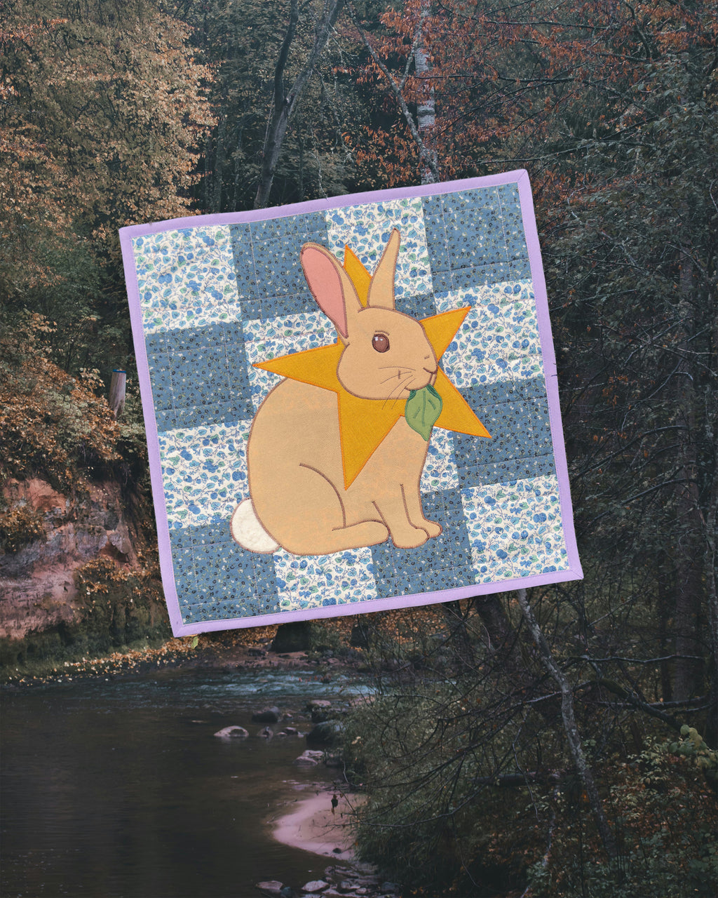 bunny w/ fuzzy tail wall quilt
